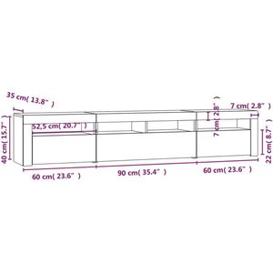 VidaXL TV-meubel met LED-verlichting 210x35x40 cm Hoogglans Wit