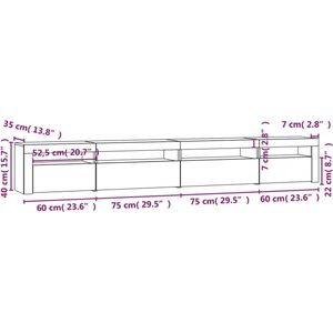 VidaXL TV-meubel met LED-verlichting 270x35x40 cm - Wit