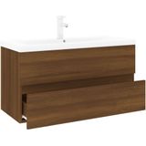 Vidaxl - Waschbeckenschrank mit Einbaubecken Braun Eiche Holzwerkstoff