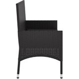 vidaXL Tuinbank 2-zits met kussens poly rattan zwart