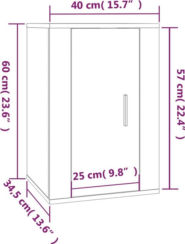 vidaXL TV-Wandschrank Braun Eichen-Optik 40x34,5x60 cm