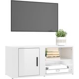 VidaXL TV-meubel 80x31,5x36 cm - Bewerkt Hout - Hoogglans Wit