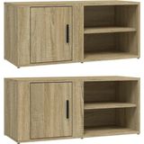 VidaXL TV-meubels 2 st 80x31,5x36 cm - Bewerkt Hout - Sonoma Eikenkleurig