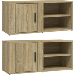 VidaXL TV-meubels 2 st 80x31,5x36 cm - Bewerkt Hout - Sonoma Eikenkleurig