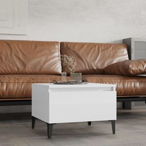 vidaXL - Bijzettafel - 50x46x35 - cm - bewerkt - hout - hoogglans - wit