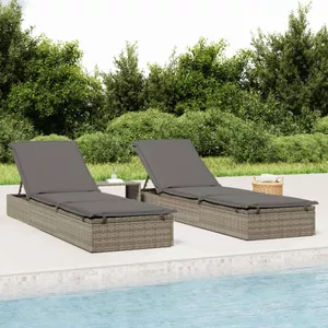 vidaXL 2x Tuinstoel met Kussens Inklapbaar Grijs Buitenstoel Stoel Tuin Meubel
