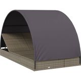 VidaXL Ligbed 2-Persoons met Rond Dak 211x112x140 cm Poly Rattan Grijs