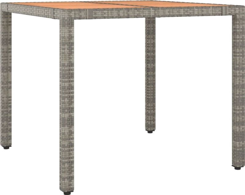 Gartentisch mit Holzplatte Grau Poly Rattan & Massivholz Akazie vidaXL