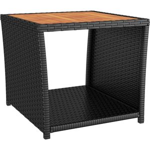 VidaXL Salontafel Houten Blad Poly Ratten & Acaciahout Zwart