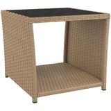 VidaXL Salontafel Poly Rattan met Gehard Glas - Beige