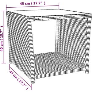 VidaXL Salontafel Poly Rattan met Gehard Glas - Beige