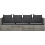 VidaXL Loungebed met Kussens - Poly Rattan Grijs