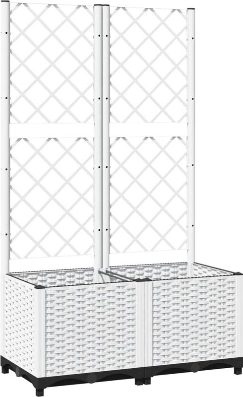 vidaXL Pflanzkübel mit Rankgitter Weiß 80x40x136 cm PP