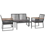 vidaXL-4-delige-Loungeset-met-kussens-staal-zwart