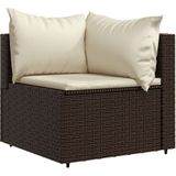 VidaXL 3-Delige Loungeset met Kussens - Poly Rattan Bruin