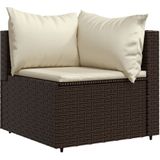 VidaXL 4-Delige Loungeset met Kussens - Poly Rattan Bruin