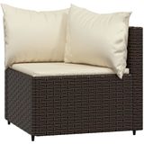 vidaXL 4-delige Loungeset met kussens poly rattan bruin