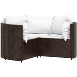 4-tlg. Garten-Lounge-Set mit Kissen Braun Poly Rattan Vidaxl