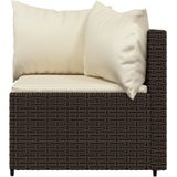 vidaXL 4-delige Loungeset met kussens poly rattan bruin