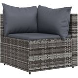 VidaXL Loungeset 3-delig met Kussens - Poly Rattan Grijs