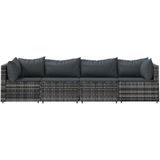 Vidaxl 4-delige Loungeset Met Kussens Poly Rattan Grijs