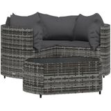 VidaXL 4-Delige Loungeset met Kussens - Poly Rattan Grijs