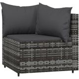 VidaXL 4-Delige Loungeset met Kussens - Poly Rattan Grijs