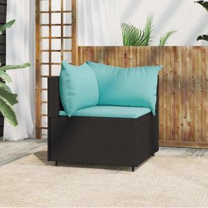 vidaXL - Tuinhoekbank - Zwart - PE-Rattan - Met Kussens