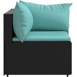 vidaXL Garten-Ecksofas mit Kissen 2 Stk. Schwarz Poly Rattan