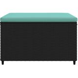 vidaXL Gartenhocker mit Kissen 2 Stk. Schwarz Poly Rattan