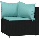 VidaXL 4-Delige Loungeset met Kussens - Poly Rattan Zwart