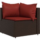 vidaXL - Tuinhoekbank - met - kussens - poly - rattan - bruin