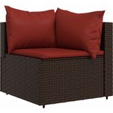 vidaXL 4-delige Loungeset met kussens poly rattan bruin