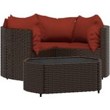 4-tlg. Garten-Lounge-Set mit Kissen Braun Poly Rattan vidaXL