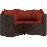 VidaXL 4-Delige Loungeset met Kussens - Poly Rattan Bruin