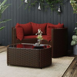 4-tlg. Garten-Lounge-Set mit Kissen Braun Poly Rattan vidaXL