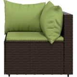 VidaXL 3-Delige Loungeset met Kussens - Poly Rattan Bruin