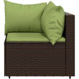 vidaXL 3-delige Loungeset met kussens poly rattan bruin