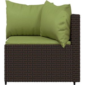 vidaXL 3-delige Loungeset met kussens poly rattan bruin