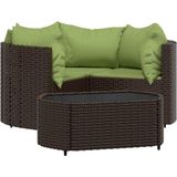 vidaXL 4-delige Loungeset met kussens poly rattan bruin