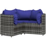 vidaXL 4-delige Loungeset met kussens poly rattan grijs