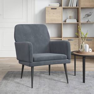 VidaXL Fauteuil 62x79x79 cm Fluweel Donkergrijs