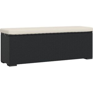 VidaXL Voetenbankje met Kussen 110x30x40 cm Poly Rattan Zwart