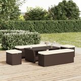 VidaXL Hocker met Kussen 110x30x40 cm - Poly Rattan Bruin