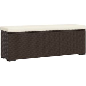 VidaXL Hocker met Kussen 110x30x40 cm - Poly Rattan Bruin