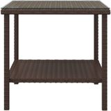 VidaXL Bijzettafel 45x45x45 cm Poly Rattan en Gehard Glas Bruin