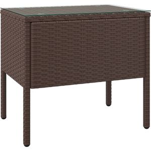 VidaXL Bijzettafel 53x37x48 cm Poly Rattan en Gehard Glas Bruin