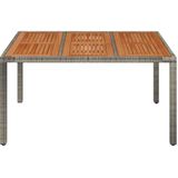 VidaXL Tuintafel Houten Blad 150x90x75 cm Poly Rattan Grijs