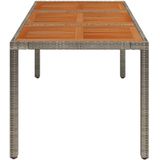 VidaXL Tuintafel Houten Blad 150x90x75 cm Poly Rattan Grijs