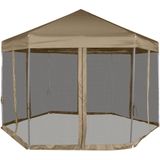 VidaXL Zeshoekige Partytent met Wanden - Taupe 3,6x3,1 m (220 g/m²)